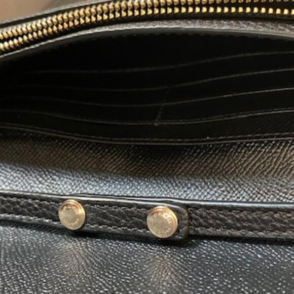 Coach F30256 Pebbled Leather Foldover Crossbody/Clutch Black - Picture 13 of 15